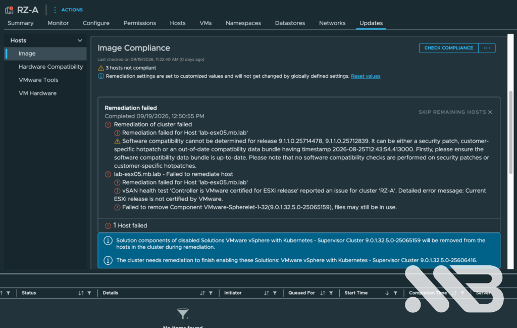 Spherelet component could not be removed while its tardisk was busy