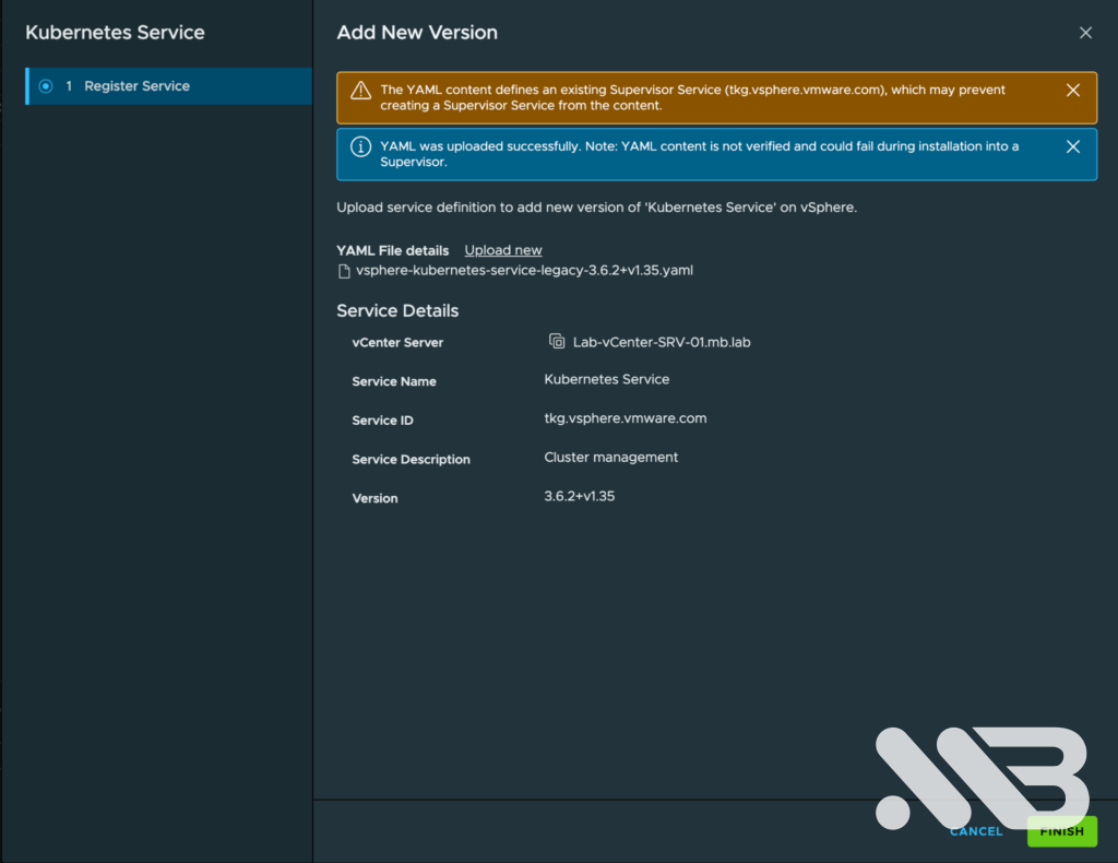 Adding a VKS version to the Kubernetes Service