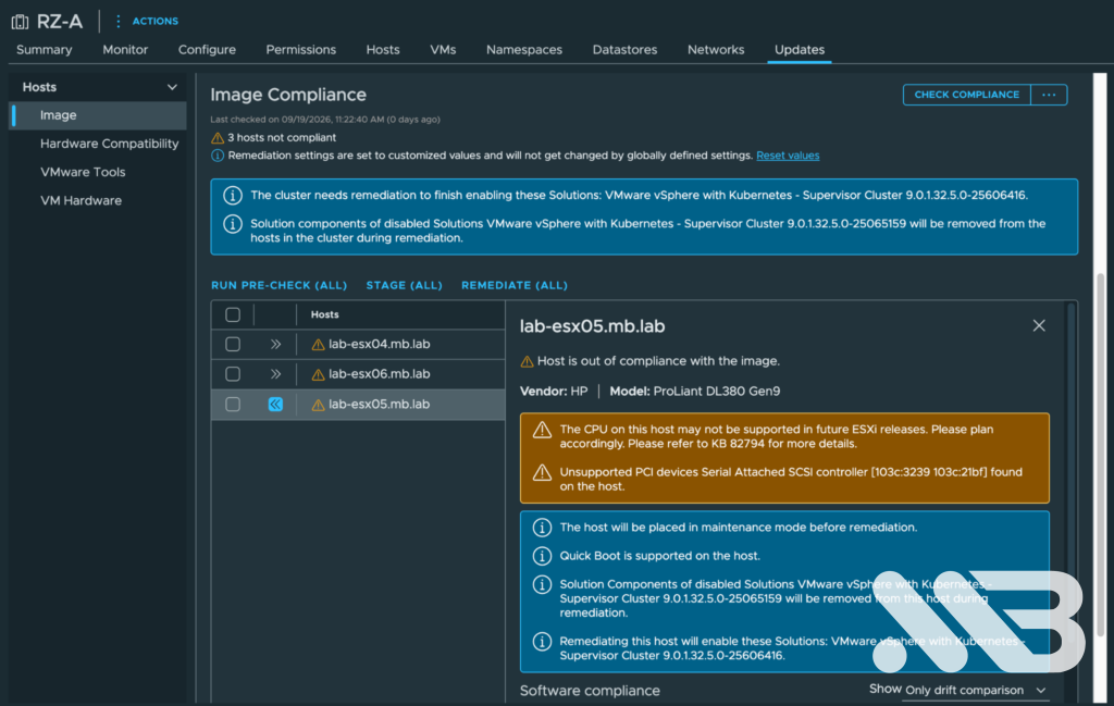 Remediating ESXi hosts one by one