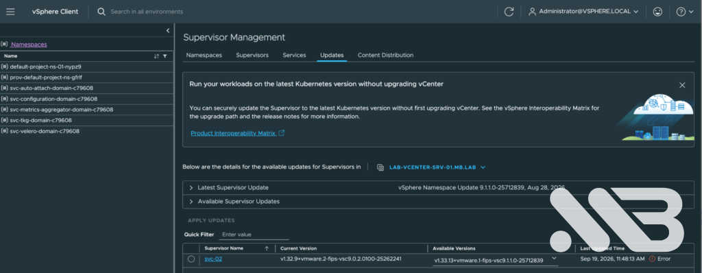 Supervisor upgrade workflow stopped in the host phase